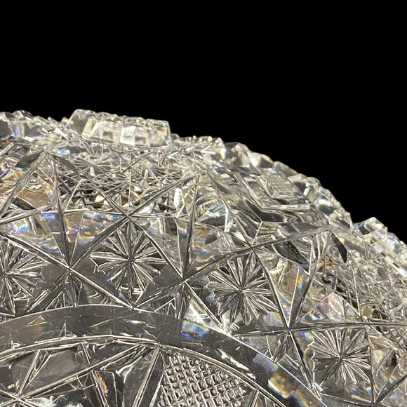 American Brilliant Period ABP Clark Prima Donna Low Cut Glass Bowl Castle Rim - Picture 11 of 16